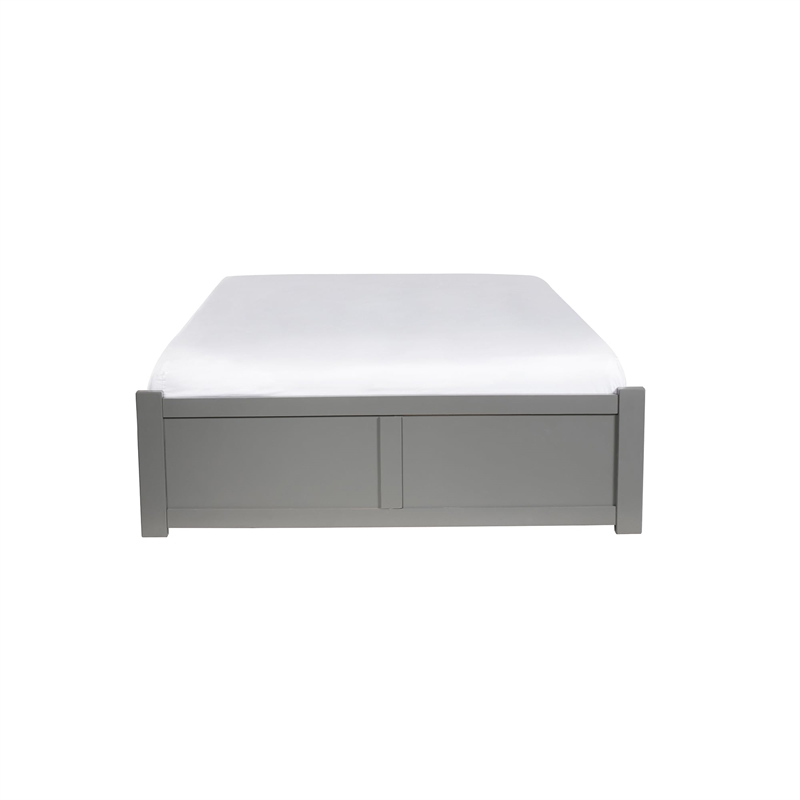 Leo & Lacey Twin Platform Bed with Footboard and 2 Urban Bed Drawers in Gray