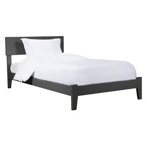 Leo & Lacey Contemporary Twin XL Solid Wood Foundation Bed in Grey