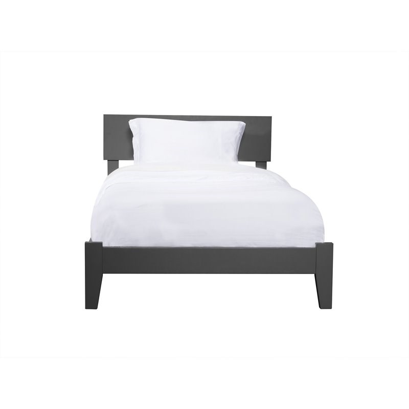 Leo & Lacey Contemporary Twin XL Solid Wood Foundation Bed in Grey