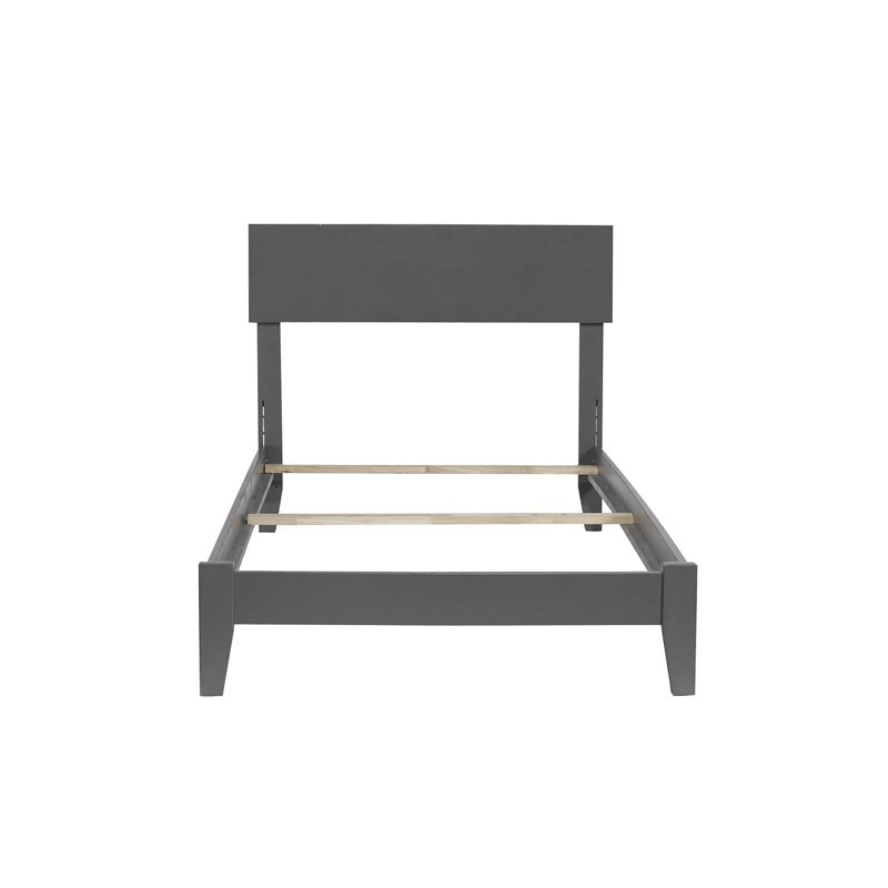 Leo & Lacey Contemporary Twin XL Solid Wood Foundation Bed in Grey