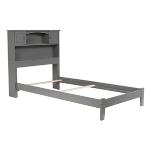 Leo & Lacey Contemporary Twin Bookcase Solid Wood Bed in Grey
