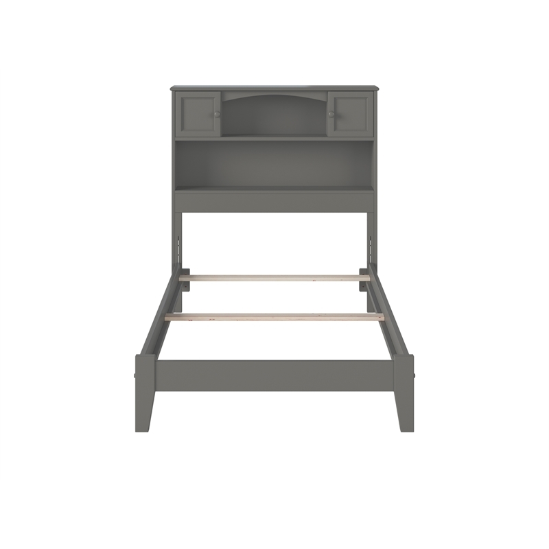 Leo & Lacey Contemporary Twin Bookcase Solid Wood Bed in Grey
