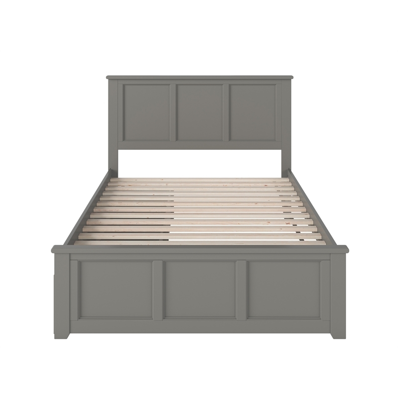 Leo & Lacey Full Platform Bed with Matching Footboard & Storage Drawers in Grey
