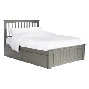 Leo & Lacey Full Platform Bed with Matching Footboard & Storage Drawers in Grey