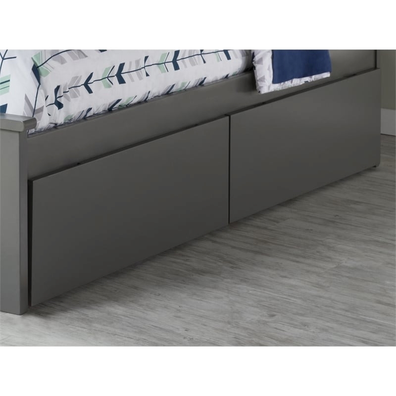 Leo & Lacey Solid Wood Twin XL/Queen/King Bed Drawer in Gray (Set of 2)