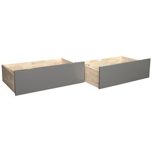 Leo & Lacey Solid Wood Twin XL/Queen/King Bed Drawer in Gray (Set of 2)