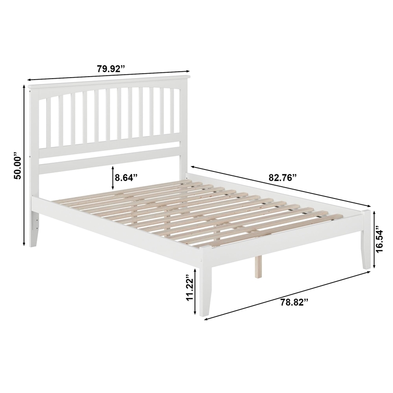 Leo & Lacey Contemporary King Solid Wood Platform Bed in White