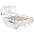 Leo & Lacey King Wood Platform Bed with Footboard & Storage Drawers in White