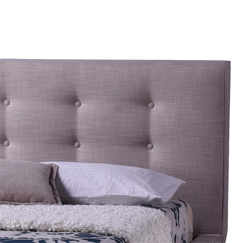 Natural Greige Tufted Upholstered Full Platform Bed in Beige