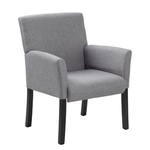 Natural Greige Contemporary Fabric Upholstered Guest Chair in Gray/Black