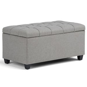 Natural Greige Tufted Storage Ottoman in Dove Gray