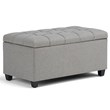 Natural Greige Tufted Storage Ottoman in Dove Gray