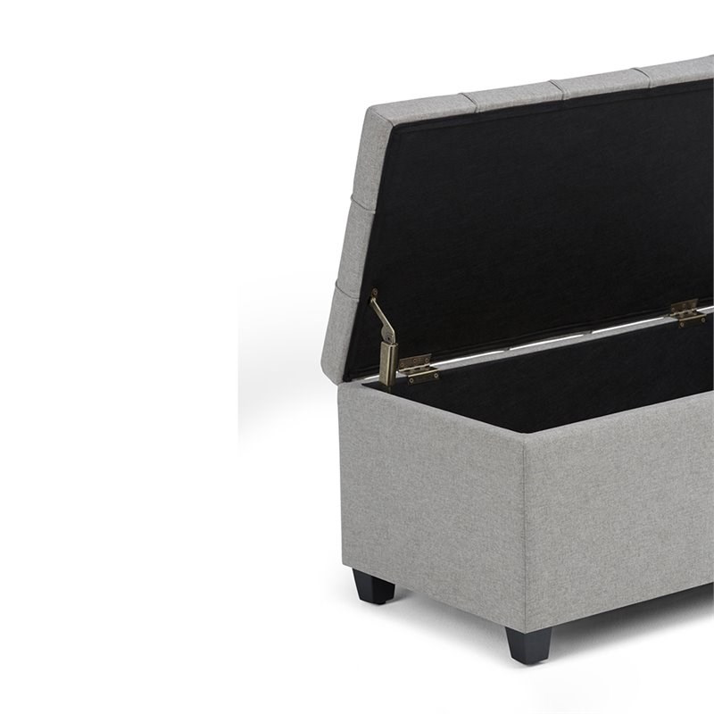 Natural Greige Tufted Storage Ottoman in Dove Gray