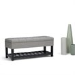 Natural Greige Tufted Storage Ottoman Bench in Dove Gray