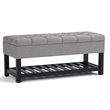 Natural Greige Tufted Storage Ottoman Bench in Dove Gray