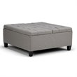 Natural Greige Storage Coffee Table Ottoman in Dove Gray