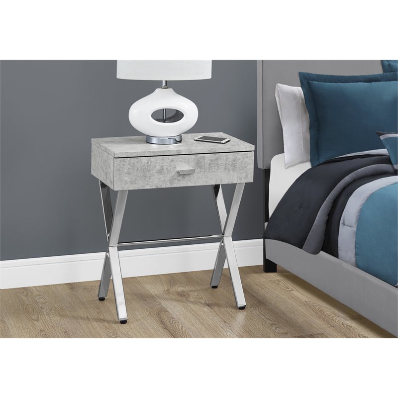 Natural Greige 1 Drawer Accent Nightstand in Gray