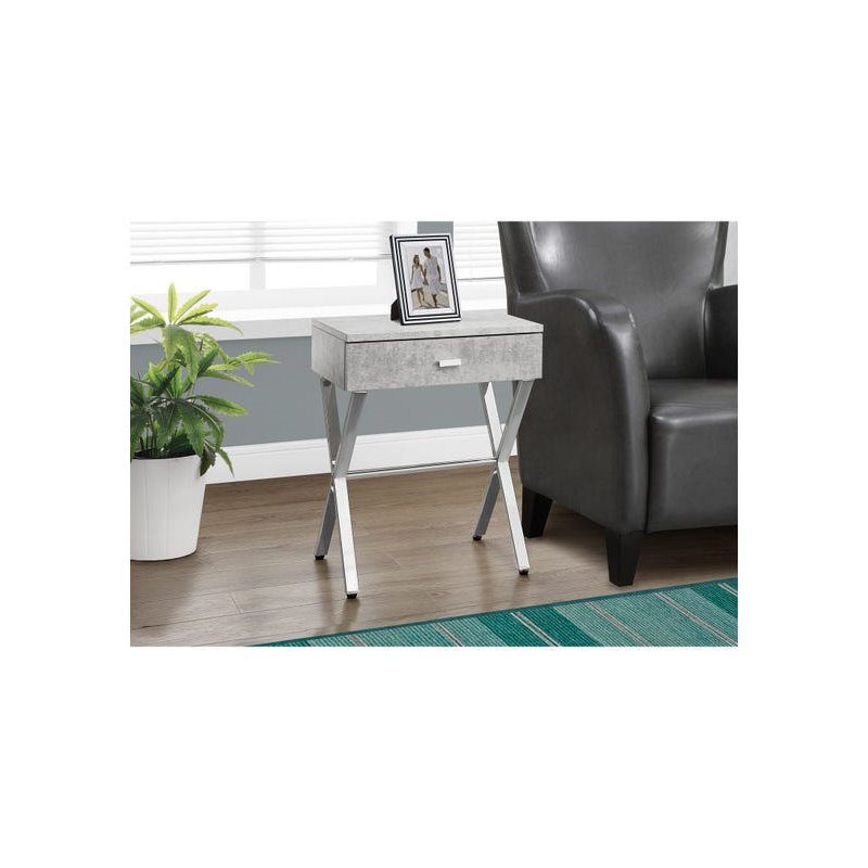 Natural Greige 1 Drawer Accent Nightstand in Gray