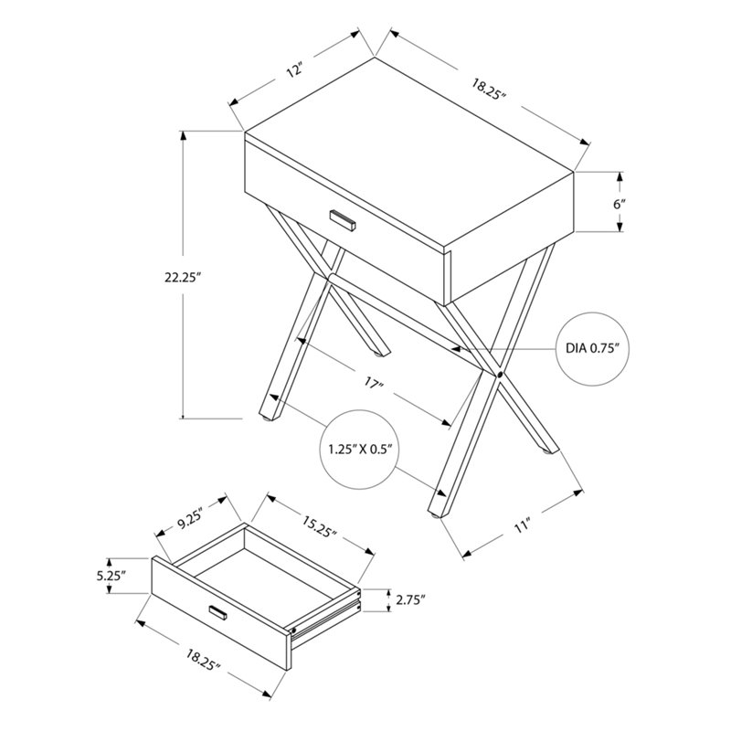 Natural Greige 1 Drawer Accent Nightstand in Gray