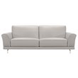 Natural Greige Modern Leather Sofa in Dove Gray/Brushed Silver