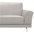 Natural Greige Modern Leather Sofa in Dove Gray/Brushed Silver