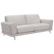 Natural Greige Modern Leather Sofa in Dove Gray/Brushed Silver