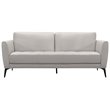 Natural Greige Modern Leather and Metal Sofa in Dove Gray/Black
