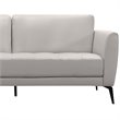 Natural Greige Modern Leather and Metal Sofa in Dove Gray/Black