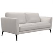 Natural Greige Modern Leather and Metal Sofa in Dove Gray/Black