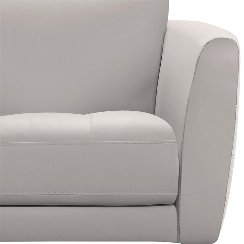 Natural Greige Modern Leather Accent Chair in Dove Gray/Black