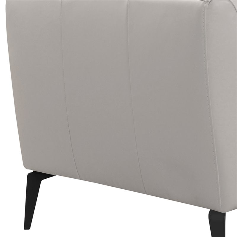 Natural Greige Modern Leather Accent Chair in Dove Gray/Black