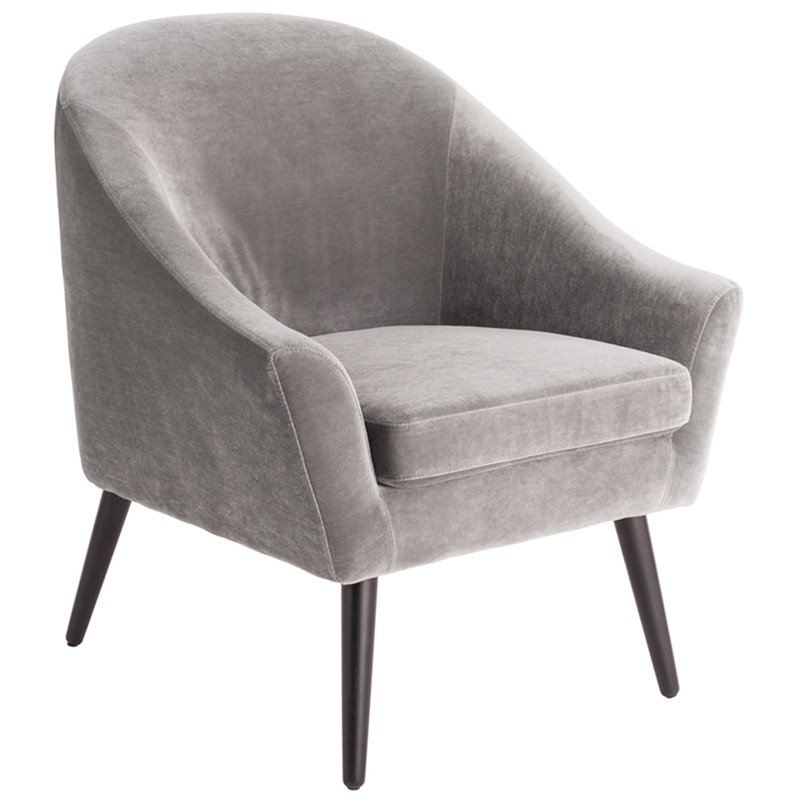 Natural Greige Luxe Velvet Accent Chair in French Gray