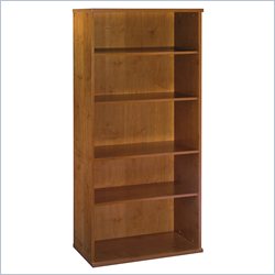   Series C 5 Shelf Open Double Wood Natural Cherry Bookcase