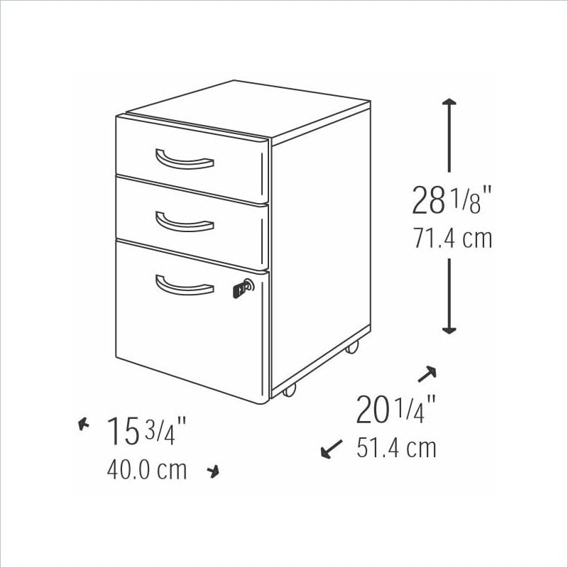   Furniture Series C 3 Drawer Vertical Mobile Wood File Filing Cabinet