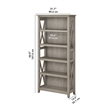 Bush Furniture Key West 5 Shelf Bookcase in Washed Gray