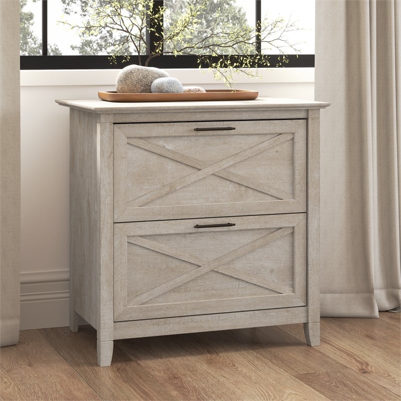 Bush Furniture Key West 2 Drawer Lateral File Cabinet in Washed Gray