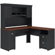 Fairview L Shaped Desk with Hutch in Antique Black - Engineered Wood