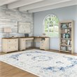 Fairview L Desk with File Cabinet & Bookcase in Antique White - Engineered Wood