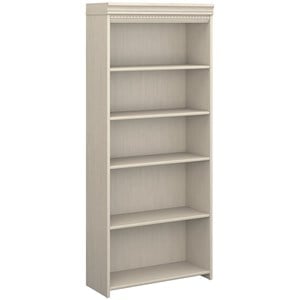Fairview 5 Shelf Bookcase in Antique White - Engineered Wood