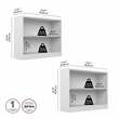 Bush Furniture Universal 2 Shelf Bookcase in Pure White (Set of 2)