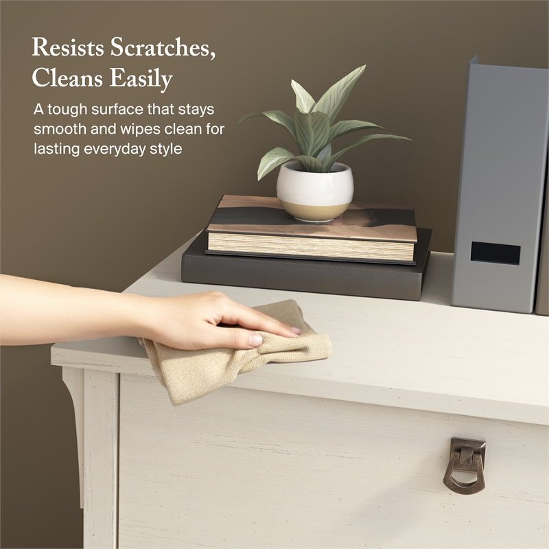 Salinas 2 Drawer Lateral File Cabinet in Antique White - Engineered Wood