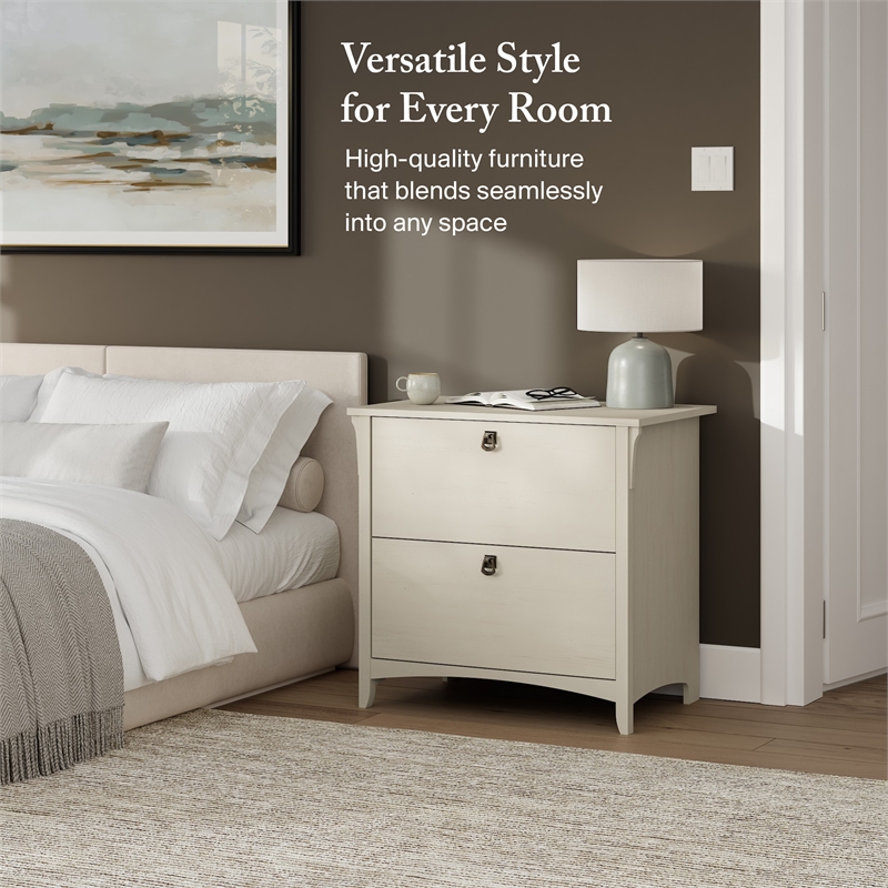 Salinas 2 Drawer Lateral File Cabinet in Antique White - Engineered Wood
