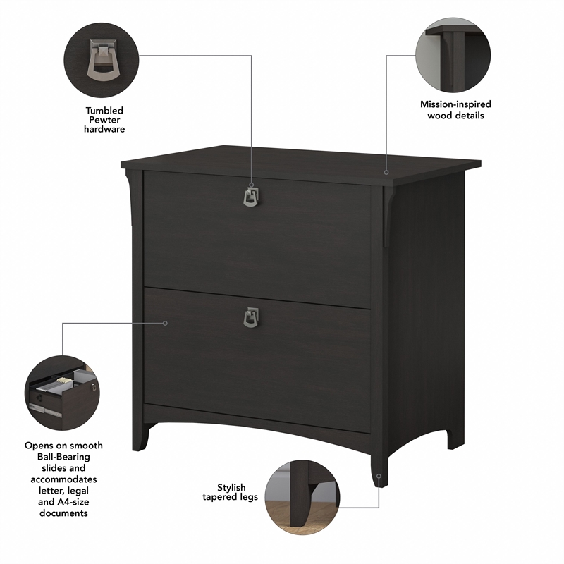 Salinas 2 Drawer Lateral File Cabinet in Antique White - Engineered Wood