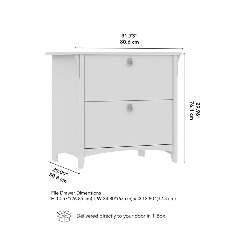 Salinas 2 Drawer Lateral File Cabinet in Antique White - Engineered Wood