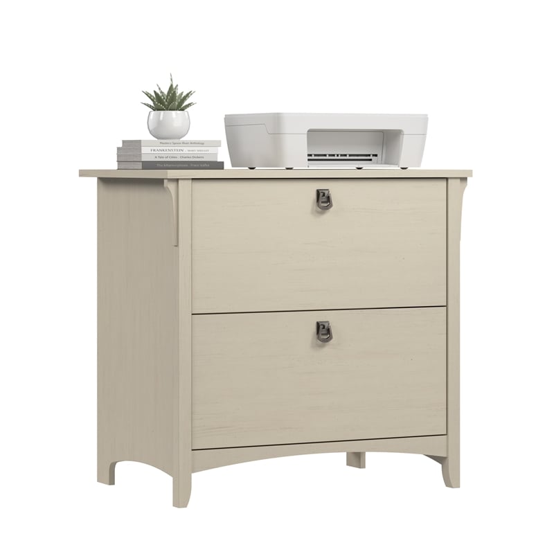 Salinas 2 Drawer Lateral File Cabinet in Antique White - Engineered Wood