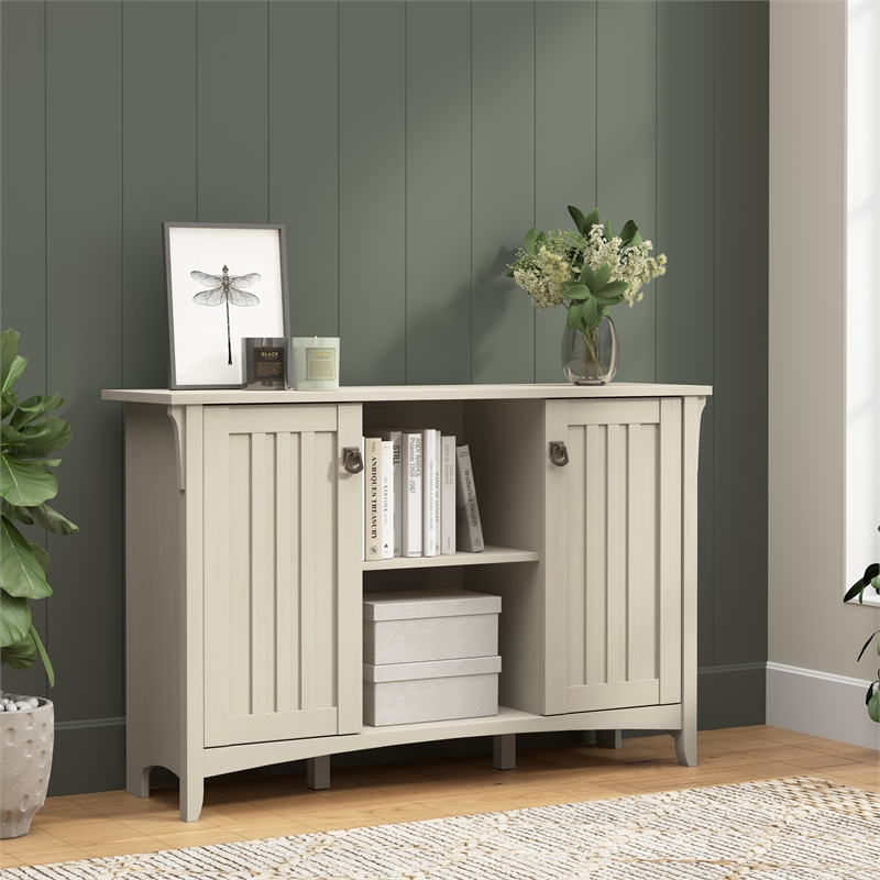 Salinas Accent Storage Cabinet with Doors in Antique White - Engineered Wood
