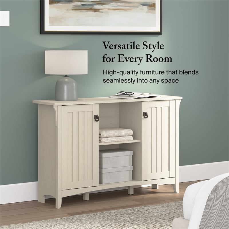 Salinas Accent Storage Cabinet with Doors in Antique White - Engineered Wood