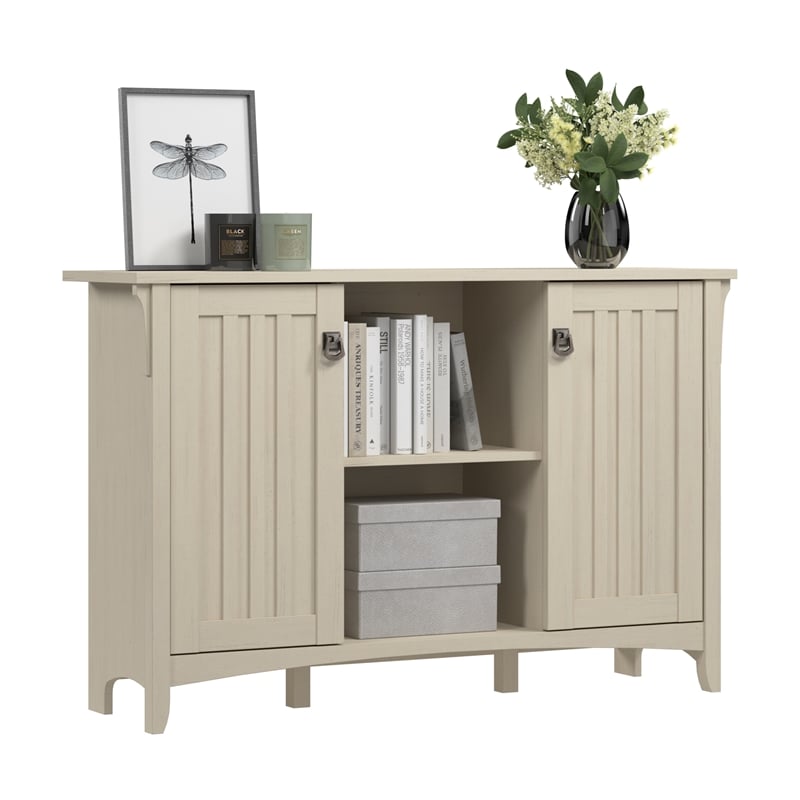 Salinas Accent Storage Cabinet with Doors in Antique White - Engineered Wood