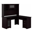 Cabot L Shaped Desk with Hutch in Espresso Oak - Engineered Wood
