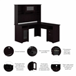 Cabot L Shaped Desk with Hutch in Espresso Oak - Engineered Wood